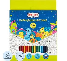 Карандаши цветные 24цв/наб, 3-гранные Комус Класс Максики классические