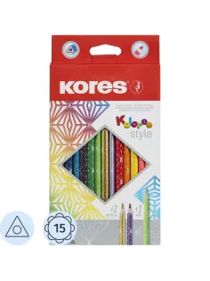 Карандаши цветные 15 цв. 3-гран Kores Kolores Style, 93310