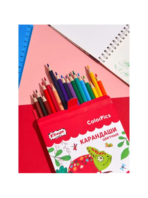 Карандаши цветные 18 цветов Комус Класс ColorPics, шестигранные