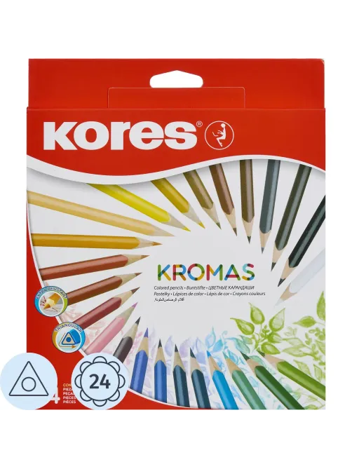 Карандаши цветные 24цв 3-гран Kores Kromas 93392