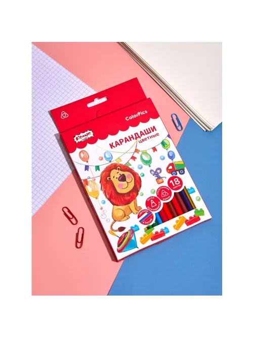 Карандаши цветные 18 цветов Комус Класс ColorPics, трехгранные
