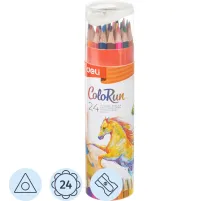 Карандаши цветные Deli EC00327 ColoRun 3-гран. 24цв/наб точилка карт.тубус
