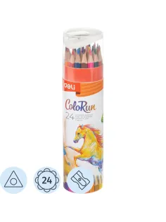 Карандаши цветные Deli EC00327 ColoRun 3-гран. 24цв/наб точилка карт.тубус