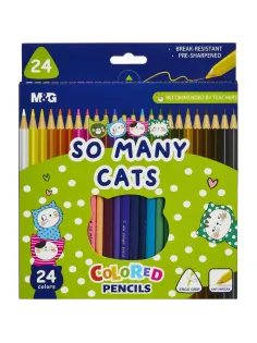 Карандаши цветные So Many Cats деревянные трехгранные, 24 цвета в наборе