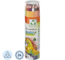 Карандаши цветные Deli Enovation EC112-24 3-гран. пластик 24цв/наб бум туба