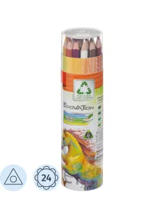 Карандаши цветные Deli Enovation EC112-24 3-гран. пластик 24цв/наб бум туба