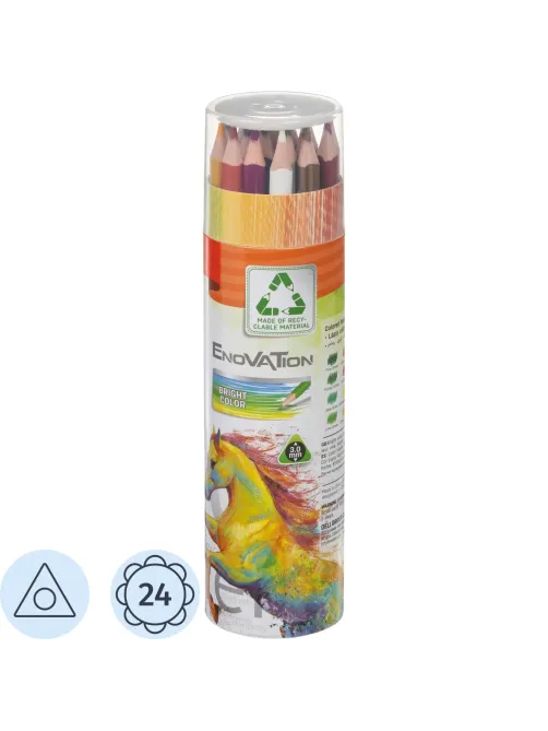 Карандаши цветные Deli Enovation EC112-24 3-гран. пластик 24цв/наб бум туба