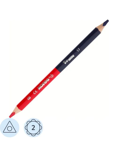 Карандаши цветные 2цв 3-гран,двустор Kores JUMBO 94851