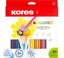Карандаши цветные 24цв 3-гран,точилка Kores 93324.01