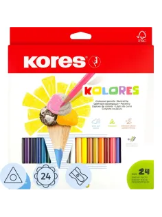 Карандаши цветные 24цв 3-гран,точилка Kores 93324.01