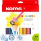Карандаши цветные 24цв 3-гран,точилка Kores 93324.01