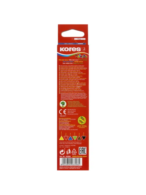 Карандаши цветные 6цв 3-гран Kores 93306.01