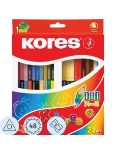 Карандаши цветные 48цв 24шт 3-гран,двустор с точилкой Kores 93224.
