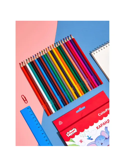 Карандаши цветные 24 цвета Комус Класс ColorPics, трехгранные