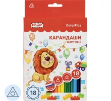 Карандаши цветные 18 цветов Комус Класс ColorPics, трехгранные