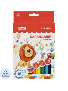Карандаши цветные 18 цветов Комус Класс ColorPics, трехгранные