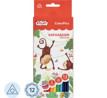 Карандаши цветные 12 цветов Комус Класс ColorPics, трехгранные