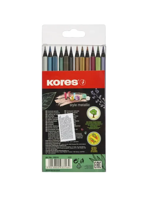 Карандаши цветные Kores Kolores Metallic Style 12шт трехгр пласт кор 93316
