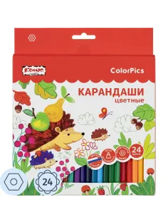 Карандаши цветные 24 цвета  Комус Класс ColorPics, шестигранные