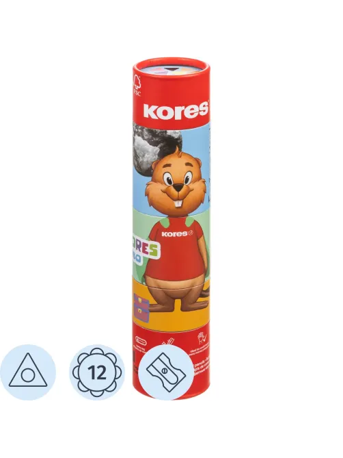 Карандаши цветные KOLORES трехгр. JUMBO 12шт/наб,точилка,карт.тубус 93515