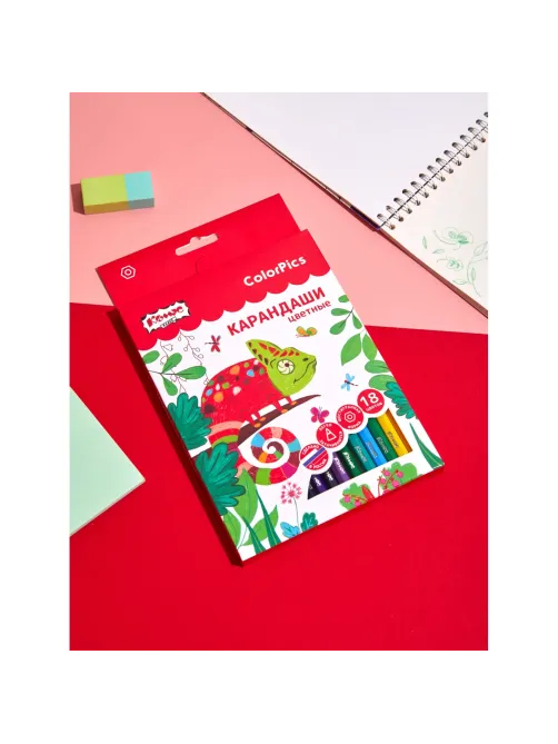Карандаши цветные 18 цветов Комус Класс ColorPics, шестигранные