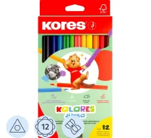 Карандаши цветные 12цв 3-гран,точилка Kores Jumbo 93512.01