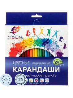 Карандаши цветные 24 цв, 6-гран, ЛУЧ Классика, 29С 1712-08