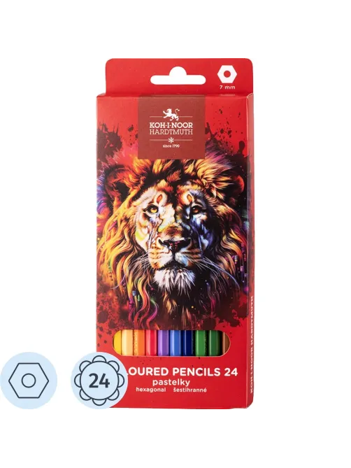 Карандаши цветные RED LION 3554, 24цв\уп, картон.упак. с подвесом