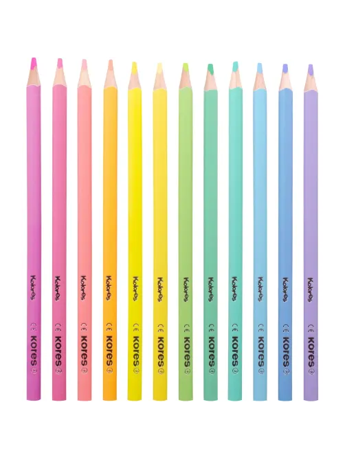 Карандаши цветные 12 цв. 3-гран, Kores Kolores Pastel, 93311