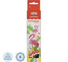 Карандаши цветные 6 цветов 3-гран Комус Класс ColorPics, трехгранные
