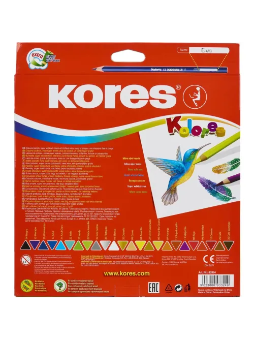 Карандаши цветные 24цв 3-гран,точилка Kores 93324.01