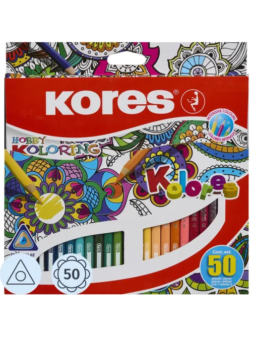 Карандаши цветные 50 цв. 3-гран.Kores 93350