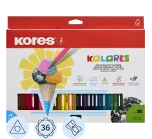 Карандаши цветные 36цв 3-гран,точилка Kores 93336.01