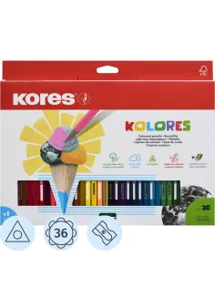 Карандаши цветные 36цв 3-гран,точилка Kores 93336.01