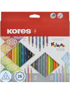 Карандаши цветные 26 цв. 3-гран, Kores Kolores Style, 93320