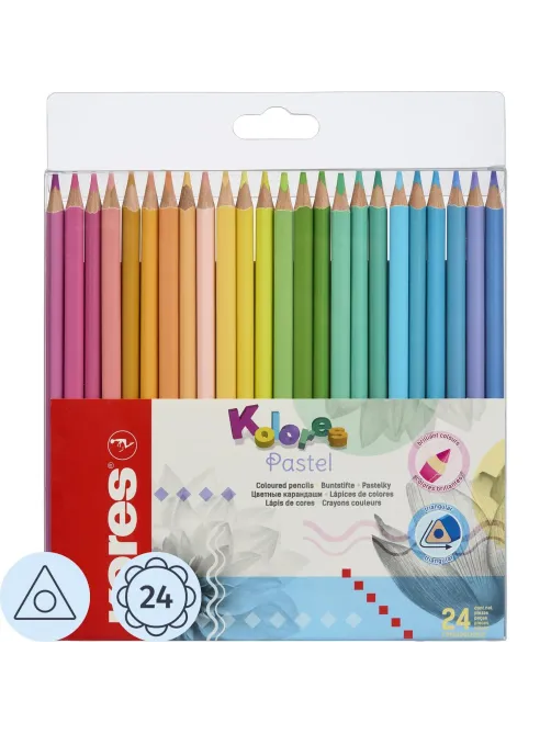 Карандаши цветные 24 цв. 3-гран, Kores Kolores Pastel, 93321