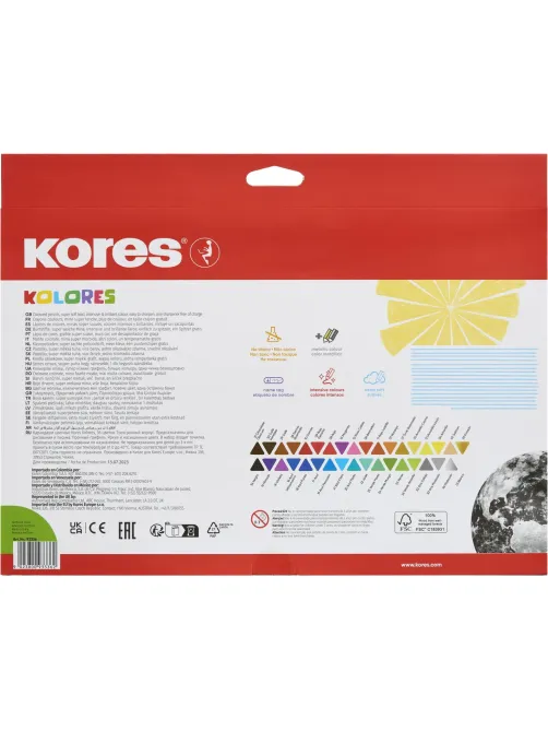 Карандаши цветные 36цв 3-гран,точилка Kores 93336.01