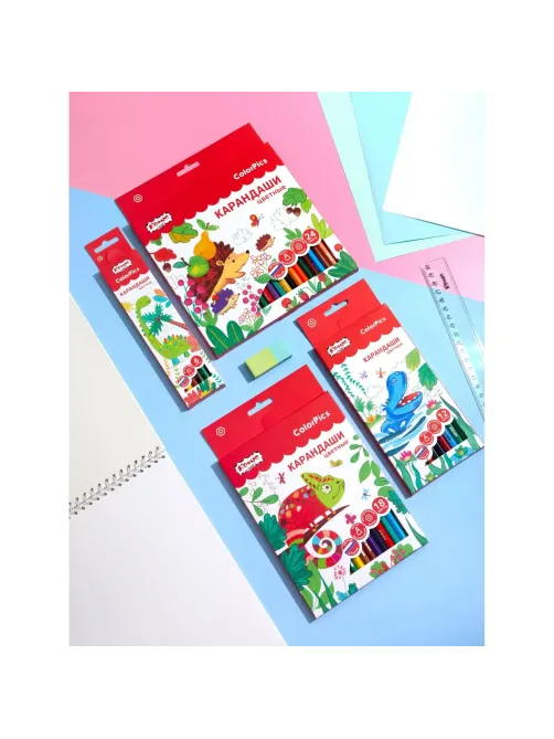 Карандаши цветные 24 цвета  Комус Класс ColorPics, шестигранные