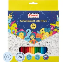 Карандаши цветные 24 цв/наб,6-гранные Комус Класс Максики классические
