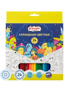 Карандаши цветные 24 цв/наб,6-гранные Комус Класс Максики классические