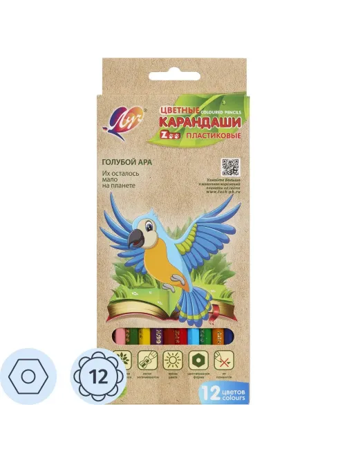 Карандаши цветные шестигранные ZOO 12 цв. (пластиковые) 29С 1740-08