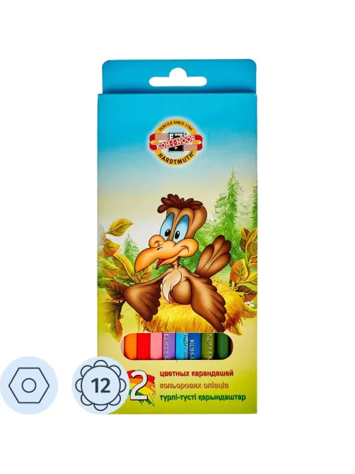 Карандаши цветные 12цв 6-гран Koh-I-Noor BIRDS 3352 3552