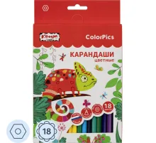 Карандаши цветные 18 цветов Комус Класс ColorPics, шестигранные