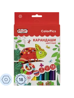 Карандаши цветные 18 цветов Комус Класс ColorPics, шестигранные