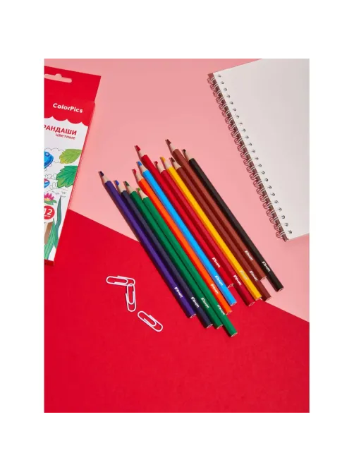 Карандаши цветные 12цветов Комус Класс ColorPics, шестигранные