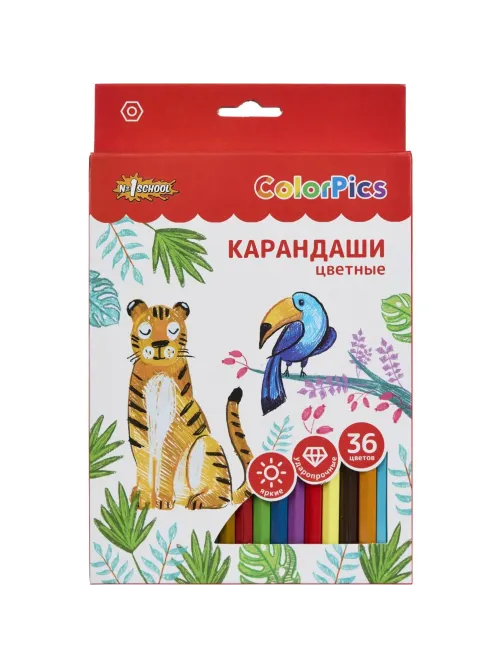 Карандаши цветные 36 цв 6-гран ColorPics в наборе