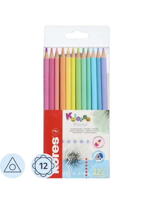 Карандаши цветные 12 цв. 3-гран, Kores Kolores Pastel, 93311