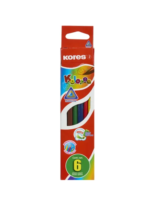 Карандаши цветные 6цв 3-гран Kores 93306.01