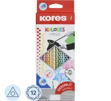 Карандаши цветные 12 цв. 3-гран, стираемые Kores Kolores MagiK, 93315