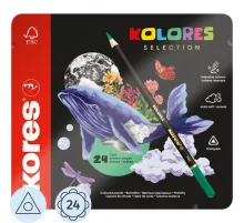 Карандаши цветные Kores Kolores 3-гран 3мм 24 цв/наб в металл.коробке 93325